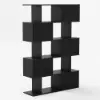 72.8" Black Sliding Door Etagere Bookshelf 5-Shelf Tall Book Shelf Rich Storage
