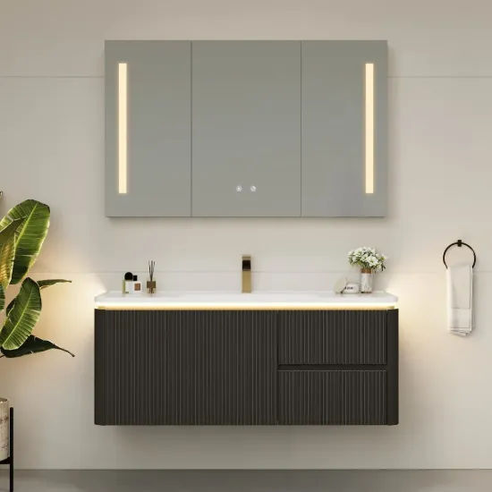 Modern 47.2" Floating Bathroom Vanity with Sink, Soft LED, Ample Storage