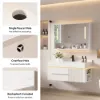 39.4" Wall-Mounted Bathroom Vanity with Sintered Stone Top, LED Sensor Light
