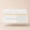 39.4" Wall-Mounted Bathroom Vanity with Sintered Stone Top, LED Sensor Light