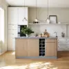 180 cm Japandi Grey Wood Kitchen Island with Multi-Storage and LED Light