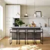 180 cm Japandi Grey Wood Kitchen Island with Multi-Storage and LED Light