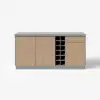180 cm Japandi Grey Wood Kitchen Island with Multi-Storage and LED Light