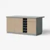 180 cm Japandi Grey Wood Kitchen Island with Multi-Storage and LED Light