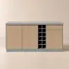 180 cm Japandi Grey Wood Kitchen Island with Multi-Storage and LED Light