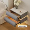 Humply Floating Leather 2-Drawer Smart LED Bedside Table with Sintered Stone Top – AUD-H2474
