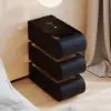 Narrow Humply Leather 3-Drawer Smart Bedside Table with Sintered Stone Top – AUD-H2475