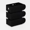Narrow Humply Leather 3-Drawer Smart Bedside Table with Sintered Stone Top – AUD-H2475