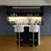 Modern 130 cm Wood Kitchen Island with Storage, White & Black