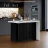 Modern 130 cm Wood Kitchen Island with Storage, White & Black