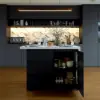 Modern 130 cm Wood Kitchen Island with Storage, White & Black