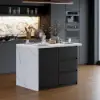 Modern 130 cm Wood Kitchen Island with Storage, White & Black