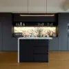 Modern 130 cm Wood Kitchen Island with Storage, White & Black