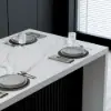 Modern 130 cm Wood Kitchen Island with Storage, White & Black