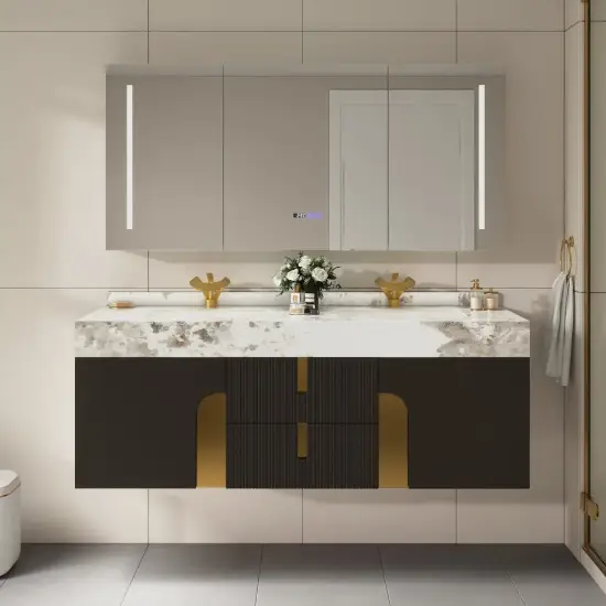 Artis 152cm Floating Double Sink Bathroom Vanity Sintered Stone Top