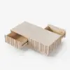 Aura 47" Ash Wood Slatted Coffee Table with Sintered Stone Top – Whitewash