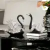 2-Piece Resin Swan Figurines – Elegant Black & Silver Swan Decorative Storage Set