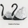 2-Piece Resin Swan Figurines – Elegant Black & Silver Swan Decorative Storage Set