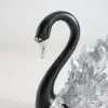 2-Piece Resin Swan Figurines – Elegant Black & Silver Swan Decorative Storage Set