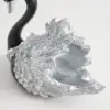 2-Piece Resin Swan Figurines – Elegant Black & Silver Swan Decorative Storage Set