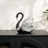 2-Piece Resin Swan Figurines – Elegant Black & Silver Swan Decorative Storage Set