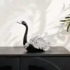 2-Piece Resin Swan Figurines – Elegant Black & Silver Swan Decorative Storage Set