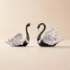2-Piece Resin Swan Figurines – Elegant Black & Silver Swan Decorative Storage Set