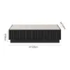 Aura 47" Ash Wood Slatted Coffee Table with Sintered Stone Top – Black