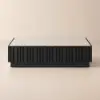 Aura 47" Ash Wood Slatted Coffee Table with Sintered Stone Top – Black