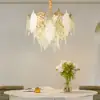 Luxury Tiered Leaf Glass & Crystal Chandelier with Adjustable Hanging Height