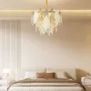 Luxury Tiered Leaf Glass & Crystal Chandelier with Adjustable Hanging Height