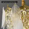 Luxury Tiered Leaf Glass & Crystal Chandelier with Adjustable Hanging Height
