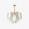 Luxury Tiered Leaf Glass & Crystal Chandelier with Adjustable Hanging Height