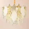 Luxury Tiered Leaf Glass & Crystal Chandelier with Adjustable Hanging Height