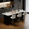 Modern 183 cm Glossy Sintered Stone Top Kitchen Island with Storage, White & Black