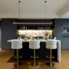 Modern 183 cm Glossy Sintered Stone Top Kitchen Island with Storage, White & Black