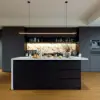 Modern 183 cm Glossy Sintered Stone Top Kitchen Island with Storage, White & Black