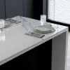 Modern 183 cm Glossy Sintered Stone Top Kitchen Island with Storage, White & Black