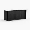 Modern 183 cm Glossy Sintered Stone Top Kitchen Island with Storage, White & Black