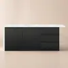 Modern 183 cm Glossy Sintered Stone Top Kitchen Island with Storage, White & Black