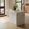 Modern 130 cm Glossy Sintered Stone Kitchen Island with Storage, White