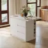 Modern 130 cm Glossy Sintered Stone Kitchen Island with Storage, White