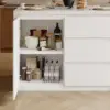 Modern 130 cm Glossy Sintered Stone Kitchen Island with Storage, White