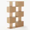 72.8" Natural Sliding Door Etagere Bookshelf 5-Shelf Tall Book Shelf Rich Storage