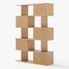 72.8" Natural Sliding Door Etagere Bookshelf 5-Shelf Tall Book Shelf Rich Storage