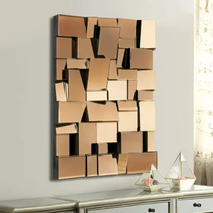 100 cm Brown Glass Wall Mirror Geometric Decorative Mirror Vertical & Horizontal Mounting