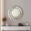 60cm Diamond-Shaped Wall Mirror, Silver Round Decorative Mirror