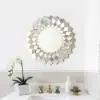 60cm Diamond-Shaped Wall Mirror, Silver Round Decorative Mirror