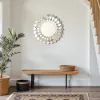 60cm Diamond-Shaped Wall Mirror, Silver Round Decorative Mirror