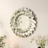 60cm Diamond-Shaped Wall Mirror, Silver Round Decorative Mirror